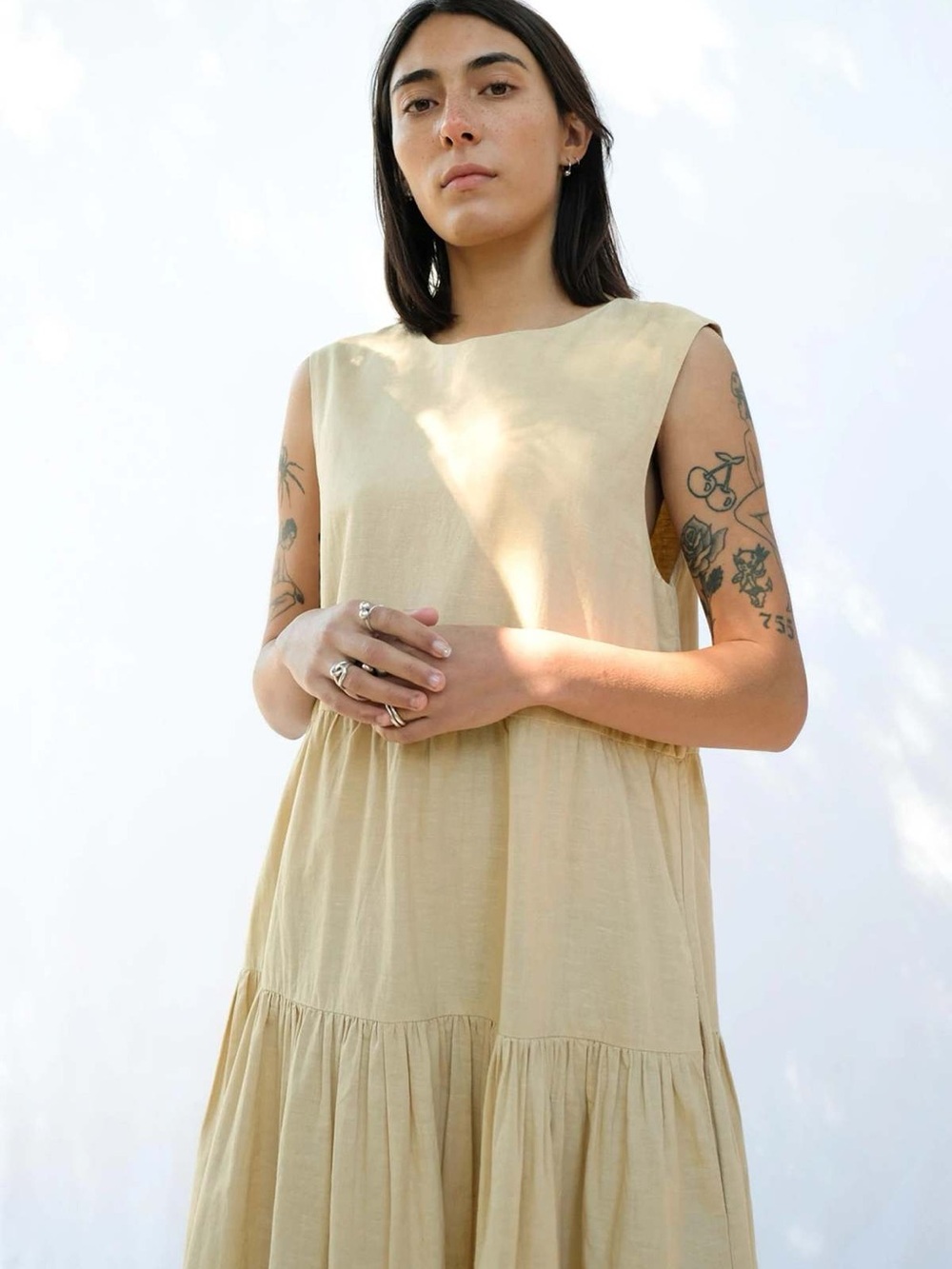 Micaela Greg Tier dress in Flax